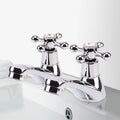 2X Taps Twin Hot and Cold Traditional Bath Bathroom Basin Sink Chrome
