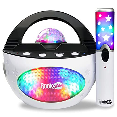 K-Pop Rechargeable Wireless 10-watt Bluetooth Karaoke Machine with Led Disco Light & Wireless Karaoke Microphone, Black