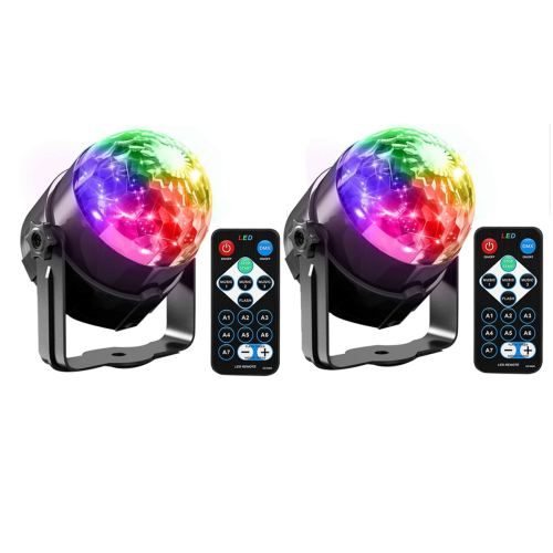 2Pcs Sound Activated Lights with Remote Control Dj Lighting Disco Ball