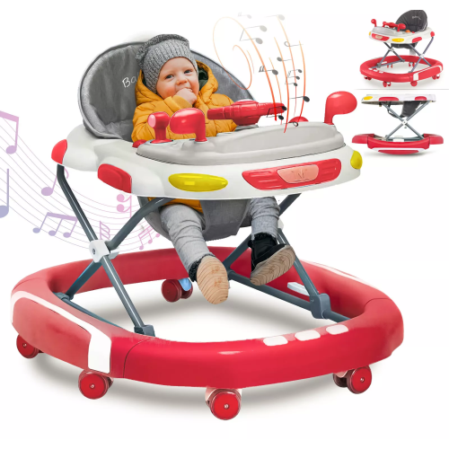 (Red) 2-in-1 Baby Walker for Boys and Girls