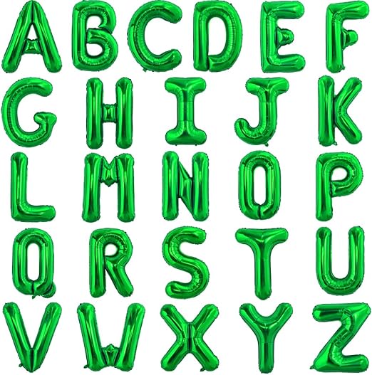 TONIFUL 16 Inch Letter Balloons 52 Pieces Green Letter A-Z Balloons,Custom Phrase Mylar Foil Alphabet Letter DIY Personalized Phrase Banner for Birthday Anniversary Celebration Graduation Party