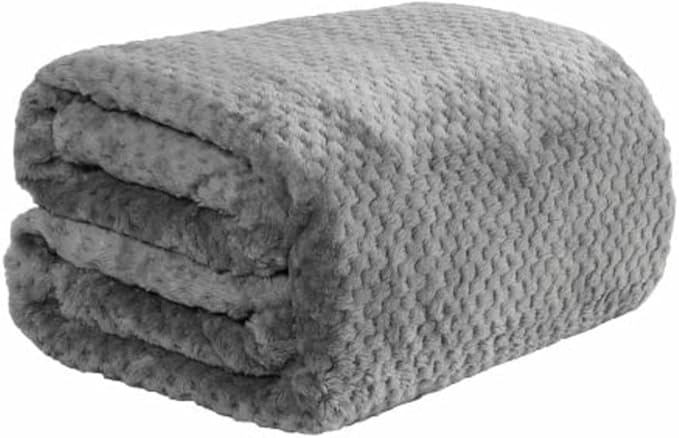 Dreamscene Throws for Sofas Large, Valentines Gifts for Her Soft Warm Honeycomb Waffle Fleece Blanket for Bed Sofa Settee Fluffy King Size Blanket Winter Faux Fur Throw, Charcoal Grey - 200 x 240cm