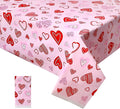 137*274cm Valentine's Day Disposable TableCloths Party Table cloth Pink and Red Heart Rectangle Plastic Waterproof Table Cover for Birthday Wedding Party Table Decor