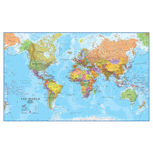 Giant World Map - Updated 2024 - Mega-Map Of The World - 201cm (w) x 116.5cm (h) - Full Lamination - Maps International