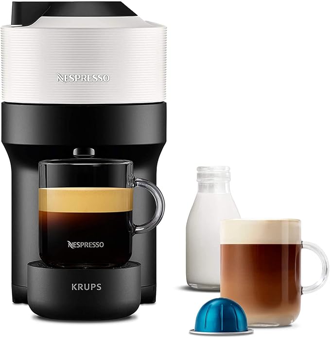 Nespresso Vertuo Pop Automatic Pod coffee machine for Americano, Decaf, Espresso by Krups in Coconut White