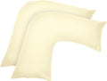 Ghazlan V Shaped Pillow Case Cover - 2 Pack Poly-Cotton Orthopedic Pillowcase To Fit V shape pillows For Back, Neck & Leg Support in Pregnancy, Maternity & Orthopaedic - Body Support Pillow (Cream)