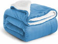 IR Imperial Rooms Sherpa Fleece Blanket Bed Throws Blankets For Sofas Soft Fluffy Thick Blanket Reversible Microfiber Throw (Light Blue, Twin/Double (150 x 200 Cm))