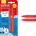 Berol Handwriting Pens | Round Shape is Easy to Hold | Washable Black Ink | Bright Barrels | 2 Count