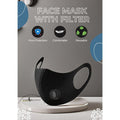 5 x Black Face Masks with Air Valve - Washable Reusable Filter