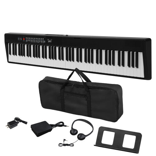 88 Key Folding Semi-Weighted Keyboards Digital Piano w/ MIDI Bluetooth Headphone