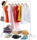 Metal Clothing Rack Garment Rack, Closet Rack Heavy Duty Hanging Racks for Clothes with Top Rod and Storage Bottom Shelf, Clothes Rail Hanger Stand Free for Hanging Coats, Skirts, Shirts 43.5 In-White