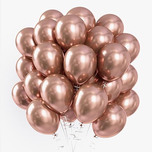 Balloons 50 Pcs, Rose Gold, 10 Inch Latex Party Balloons, Wedding & Birthday Occasion, Perfect for Women, Boys & Girls