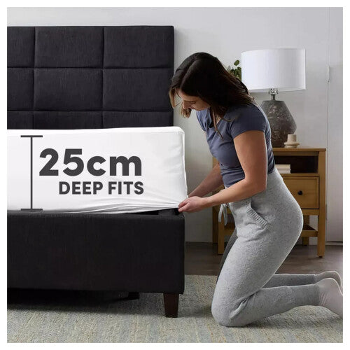 (White , Double (137 x 190 cm)) Fitted Sheet Bed Sheets Extra Deep 25CM Single Double King Sizes