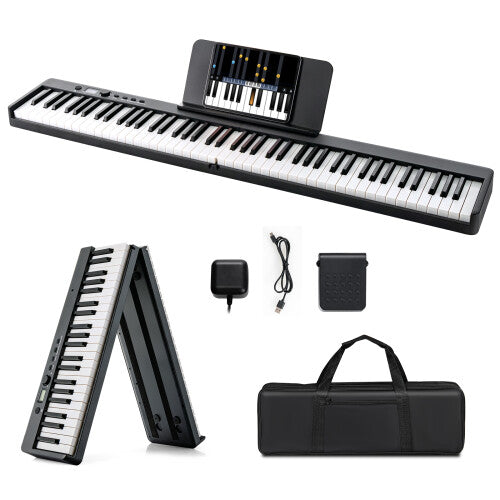 88-Key Folding Electric Piano Keyboard w/ Full-Size Lighted Key 2 Teaching Modes