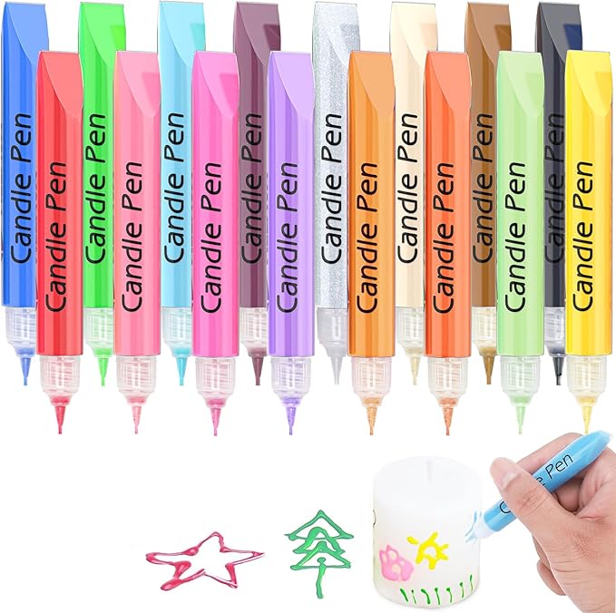 Candle Painting Kit, 16 Colour Candle Pens for Wax Melts, Create Your Colourful Candles, Wax Pens for Candles Decorating & Designing