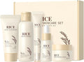 5PCS Rice Skin Care Sets & Kits, Korean Skincare Set- Cleanser, Toner, Serum, Eye Cream & Moisturizer, Christmas Birthday Gifts for Women Teenage Girls Mom Friend, Travel Skincare Set