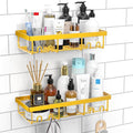 Shower Caddy Shelf Organiser 2 Pack, No Drill Gold Shower Shelves,Self Adhesive Bathroom Storage Accessories