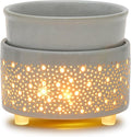 Wax Melt Burner with Silicone Dish Ceramic 3-in-1 Oil Burner Electric Candle Wax Warmer Melter Fragrance Heating Plate for Scented Waxs Home Office Bedroom Aromatherapy Gift& Décor-Grey