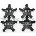 4 x Audi Alloy 5 Star Spyder Wheel Centre Caps Black Hub Badge 135mm A3 A4 A5 A6 A7 A8