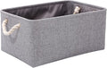 Fabric Grey Storage Boxes with Handles, Small Grey Storage Basket, Canvas Storage box for Cupboards, Shelves, Toys, Clothes, Office (grey, small)