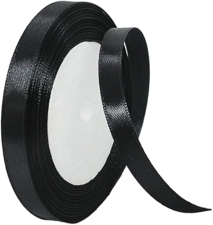 10mm Black Ribbon for Gift Wrapping,22m Fabric Thick Satin Ribbon Black Bow for Gift Wrapping,Ribbons for Balloons,Crafting,Hair,Bouquets,Wedding, Car,Presents,Cake,Christmas Party Decorations