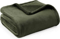 Bedsure Fleece Throw Blanket for Sofa - Soft Cosy Fluffy Blankets for Bed, Warm Single Throws for Audlts, Olive Green, 130x150 cm
