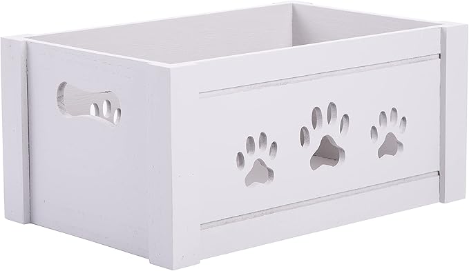 green leaves Paw Shaped Cutout Dog Toys Chest Gift Hampers Storage Collection Box Wooden Crates Gift Hampers (Grey, Large)