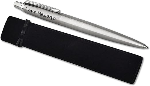 Parker Jotter Stainless Steel personalised parker pen engraved In Classy Gift Bag Ideal Valentine's day, Birthday or Fathers Day Gift Perfect For Men & Women With Laser Engraving (Silver)