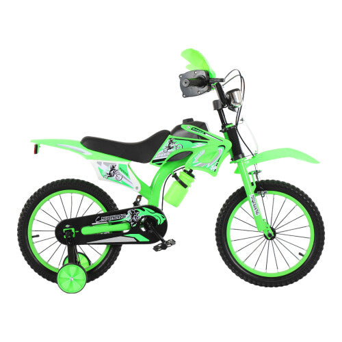 (Green, 12 inch) Kids Moto Bike Bicycle Boys Girls MOTORCROSS