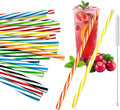 Wanheart 50pcs Reusable Plastic Straws, Straws Drinking Plastic with Cleaning Brush, Dishwasher Safe, Reusable Straws for Smoothies, Juice, Cocktail, Hot Drink