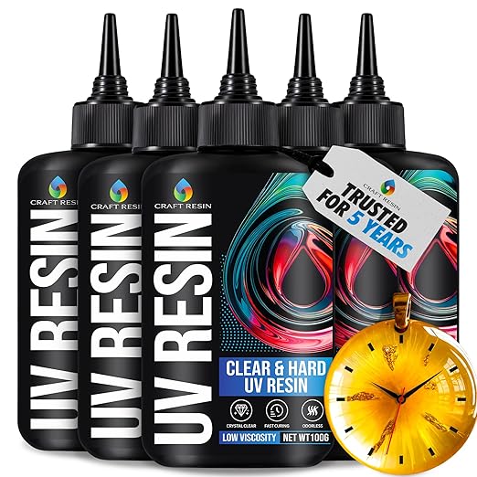CRAFT RESIN 500g UV Resin Kit Hard Type Low Viscosity – Crystal Clear and No-Yellowing UV Resin Glue for DIY, Jewelry Making, Molds Casting and Polymer Clay Projects - Fast Cure under UV Light