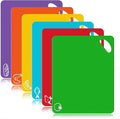 Plastic Cutting Board - 6 Pcs Extra Thick Flexible Plastic Chopping Board Mats with Food Icons, 1.3 MM Non Slip Antimicrobial Easy Hanging Boards, Dishwasher Safety