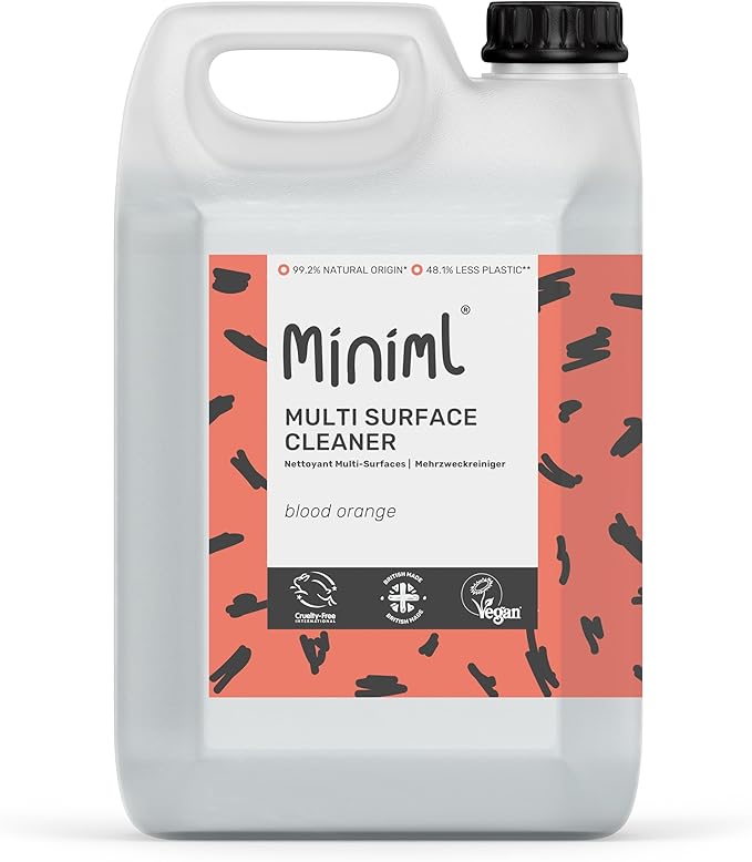 Miniml Eco Multi Surface Cleaner General Purpose Spray 5L Refill – Blood Orange Scented for Cleaning All Surfaces Floors Walls Glass Kitchen Bathroom - Natural Plant Based Vegan Formula & Cruelty Free