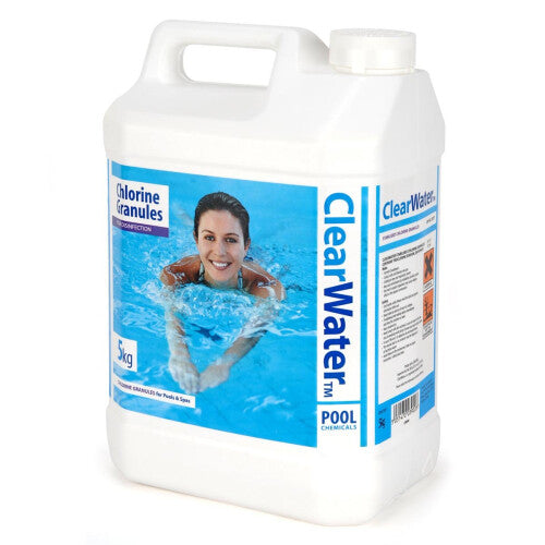 Clearwater Chlorine Granules 5kg for Pools & Spas - Disinfectant for Hot Tubs, CH0004