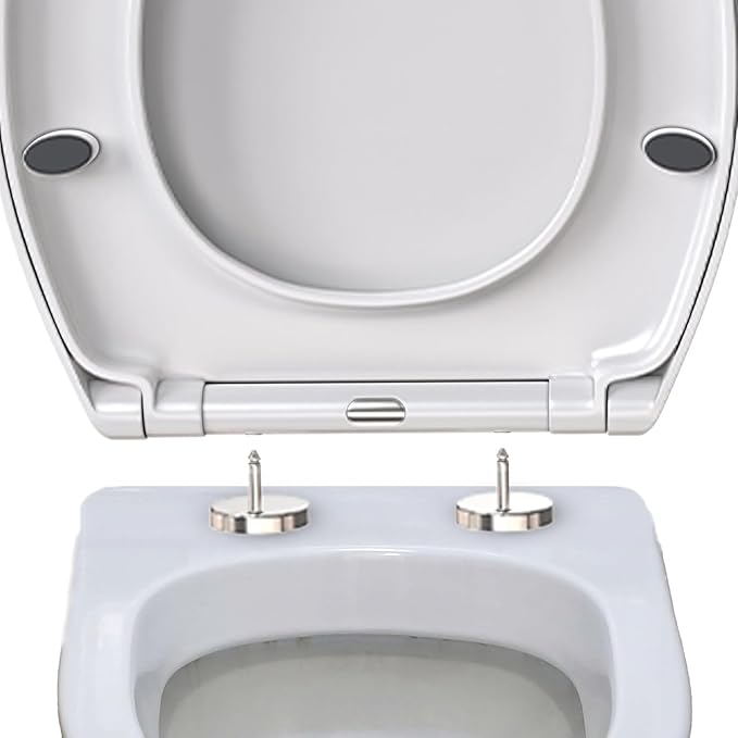 Soft Close Toilet Seat, Toilet Seat with Quick Release for Easy Clean, Standard Loo Toilet Seats Oval, Simple Top Fixing, Universal Toilet Seat, Non-Slamming, White