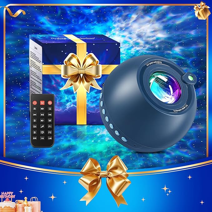 PIKOY Galaxy Projector with Gift Box,【15 Colors】 Girls Gifts Star Projector, [15 White Noises+Bluetooth+Remote] Boys Gifts, Sensory Lights[Energy Class A+++]
