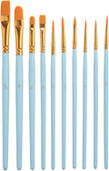 Nylon Paint Brushes (10 Pcs), Acrylic Gouache Oil Paint Brush Set, Oil Painting for Beginners, Artists (Blue)