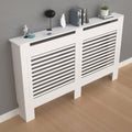 (Horizontal, Large 152 x 19 x 92cm) 92cm Tall Radiator Cover Modern Cabinet MDF Slats Wood Grill
