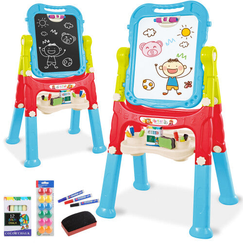 (Blue, red & green) The Magic Toy Shop - Kids Folding Double-Sided Magnetic Easel