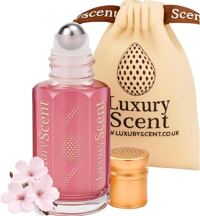 Perfume Oil Cherry Blossom Roll-On 6ml – Alcohol Free Arabian Attar – Fruity Floral Long Lasting Perfume for Women – Vegan Cruelty Free Travel Size Arabic Inspired Fragrance with Elegant Sweet Notes