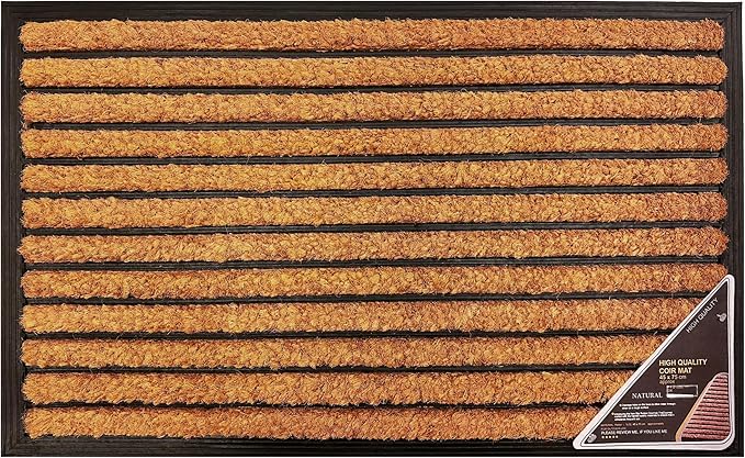 LSC Bliss Coir Door Mat Heavy Duty Floor Mat Non Slip Indoor Outdoor Mat Machine Washable Doormats Shoe Scrapper Removes Grass & Dirt for Front Door, Patio & Entrance (pack of 1) 45 x 75 cm