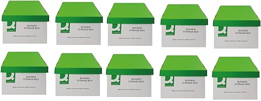 Q-Connect Business Storage Box 335x400x250mm Green and White (Pack of 10)