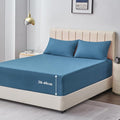 Aisbo King Size Fitted Sheet Dusty Blue - Extra Deep Pocket Bed Sheet 16 inch 40 cm - Microfiber Bottom Sheet, 150x200cm