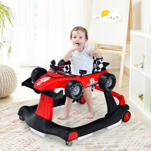 4-in-1 Baby Walker Foldable Activity Push Walker with Adjustable Height & Speed