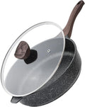 Kordisen Nonstick Deep Frying Pan with Lid, 30 cm/5.7 L Large Skillet, Granite Stone Saute Pan for Cooking, Induction Cookware, Compatible with All Stovetops, PFOA Free