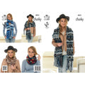 King Cole Big Value Knitting Pattern 4031 Women One Size Scarves, Wraps, Shawls