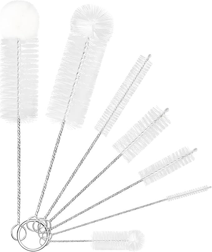 YUNGMAX Long Bottle Cleaner Brush and Straw Cleaner Brush Set, 7PCS Flexible Small Cleaning Brushes for Water Bottles Glasses Kettle Spout Lid Pipe