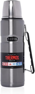 Thermos - Stainless King Gun Metal Travel Flask (1.2L) Premium Leak Proof Insulated Tea & Coffee Flask for Hot & Cold Drinks, Built-in Cup, Twist-Pour Stopper, BPA-Free, Durable Steel