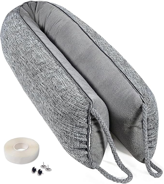 CNMTCCO Heavy Under Door Draught Excluder, 91 X 10 cm Wind Stopper for Window & Door, Air Door Draft Stopper Noise Blocker for Bottom of Door with Hook Loop