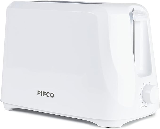 PIFCO White Toaster 2 Slice - Affordable, Variable Browning Controls, Auto Shut-Off, Removable Crumb Tray, and User-Friendly Kitchen Essential - Compact 2 Slice Toaster for Modern Kitchens